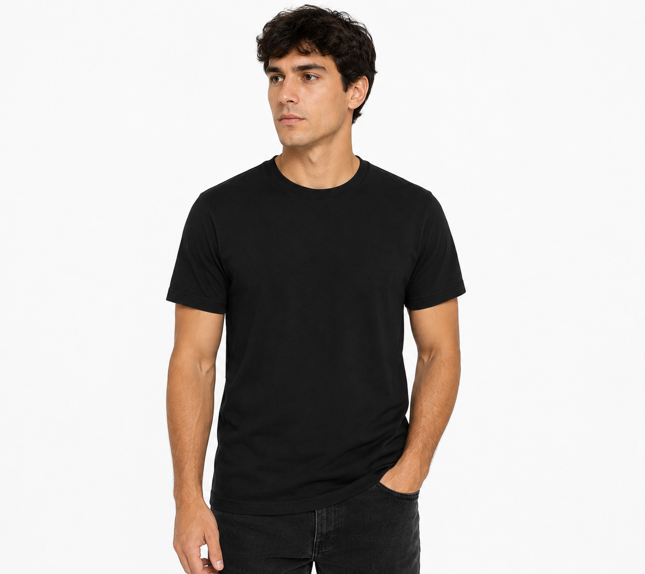 Premium Black Crew Neck T-Shirt - Image 2
