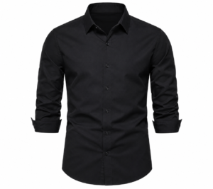 Men’s Classic Black Long-Sleeve Button-Down Dress Shirt