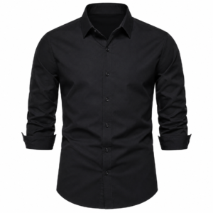 Men’s Classic Black Long-Sleeve Button-Down Dress Shirt