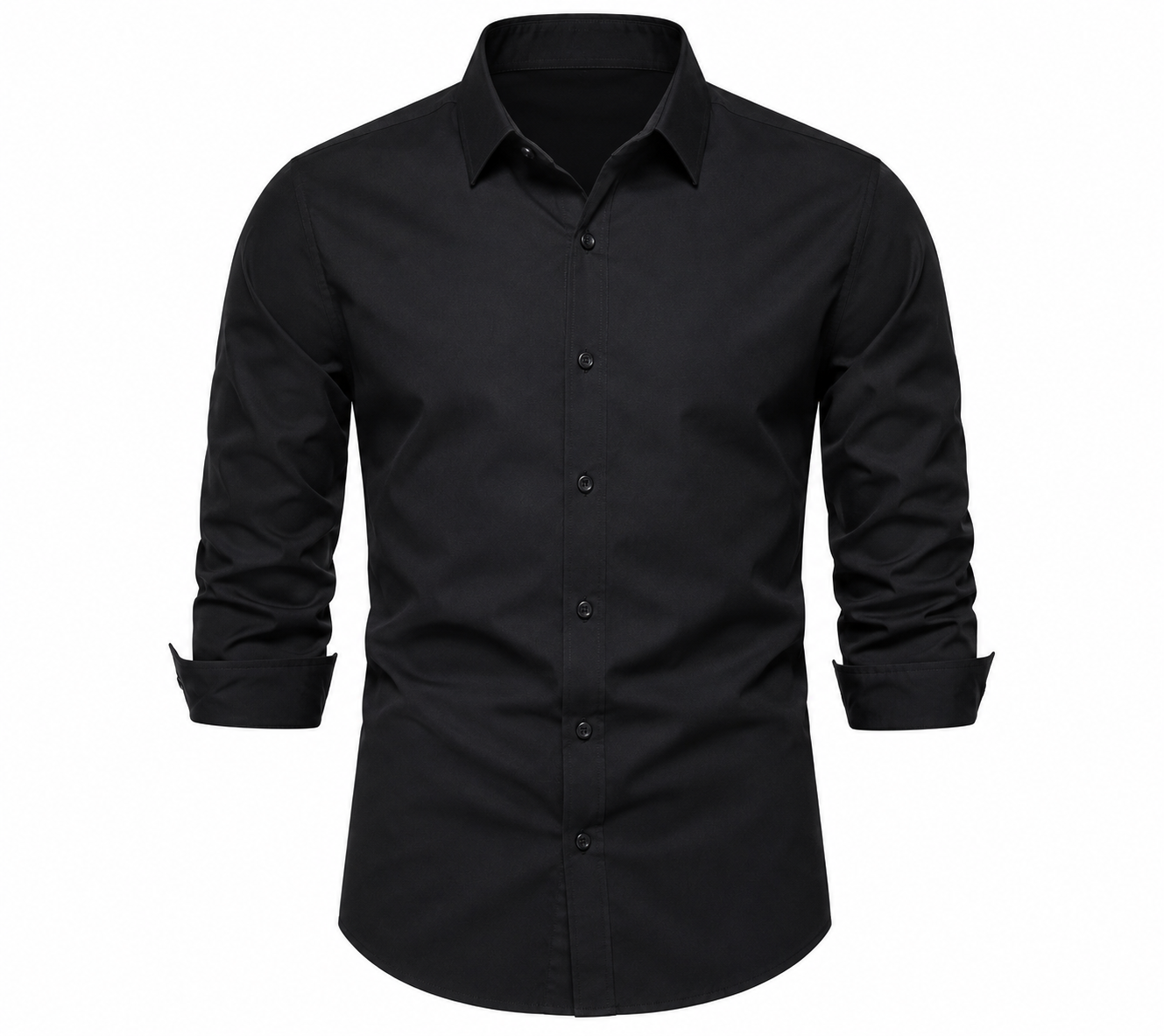 Men’s Classic Black Long-Sleeve Button-Down Dress Shirt